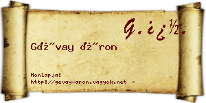 Gévay Áron névjegykártya