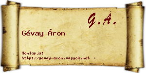 Gévay Áron névjegykártya